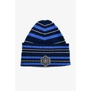 Pre-loved Chanel™ Blue Striped Cashmere Snowflake CC Logo Toque Size L